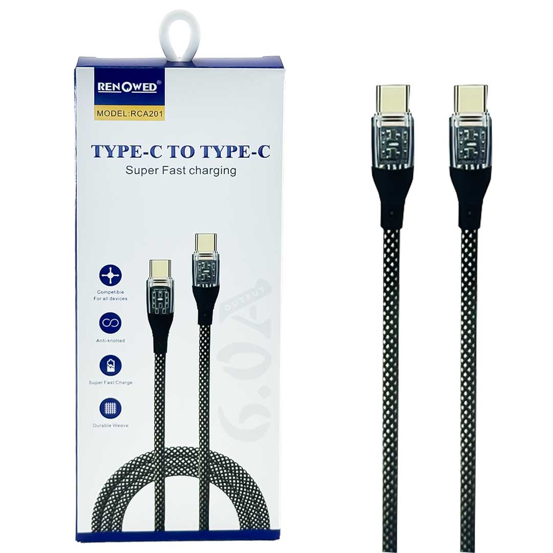 کابل دو سر تایپ سی لایت دار پکدار RENOWED مدل RCA201